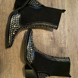 Studded Black Heeled Boots